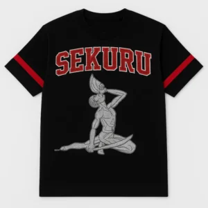 Sekuru Power Tee (Black w/ Red Stripes)