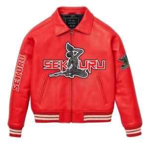 Sekuru Flames Varsity Jacket (Red w/ Letter)